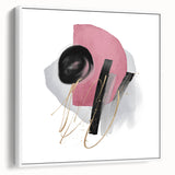 Abstract Geometric Framed Art – Pink, Black & Gold Minimalist Print