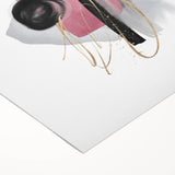 Abstract Geometric Framed Art – Pink, Black & Gold Minimalist Print