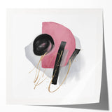 Abstract Geometric Framed Art – Pink, Black & Gold Minimalist Print