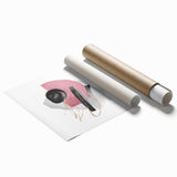 Abstract Geometric Framed Art – Pink, Black & Gold Minimalist Print