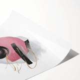 Abstract Geometric Framed Art – Pink, Black & Gold Minimalist Print