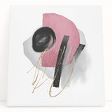 Abstract Geometric Framed Art – Pink, Black & Gold Minimalist Print