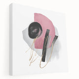 Abstract Geometric Framed Art – Pink, Black & Gold Minimalist Print