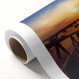 Minimalist Coastal Landscape Art – Sunset Pier with Boats Wall Print