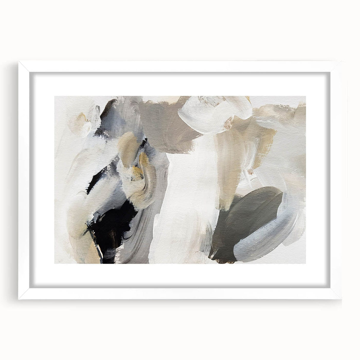Elegant Moody Modern Wall Art – Abstract Black & Beige Canvas