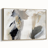 Elegant Moody Modern Wall Art – Abstract Black & Beige Canvas