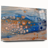 Abstract Fluid Canvas Art – Blue & Copper Modern Wall Decor