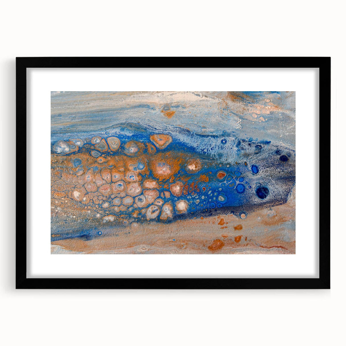 Abstract Fluid Canvas Art – Blue & Copper Modern Wall Decor