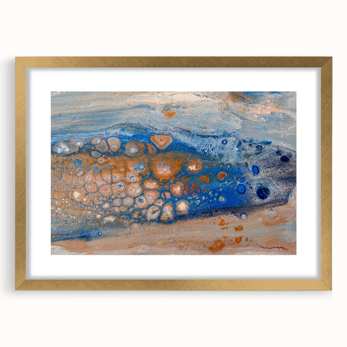 Abstract Fluid Canvas Art – Blue & Copper Modern Wall Decor