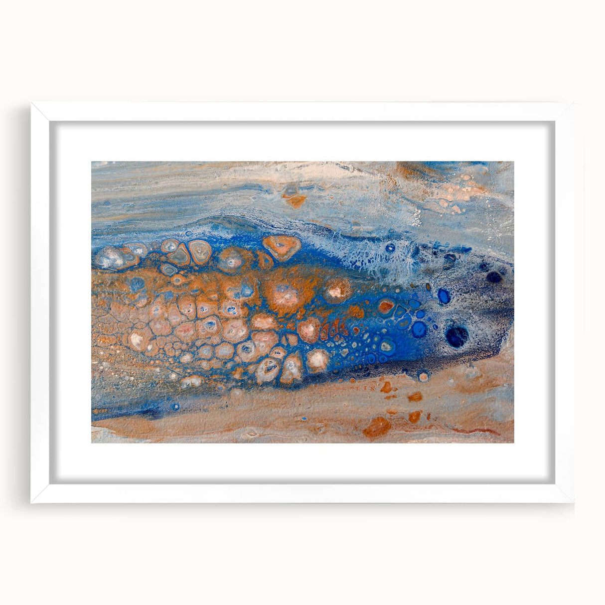 Abstract Fluid Canvas Art – Blue & Copper Modern Wall Decor