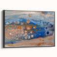 Abstract Fluid Canvas Art – Blue & Copper Modern Wall Decor
