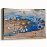Abstract Fluid Canvas Art – Blue & Copper Modern Wall Decor