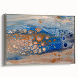 Abstract Fluid Canvas Art – Blue & Copper Modern Wall Decor
