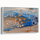 Abstract Fluid Canvas Art – Blue & Copper Modern Wall Decor