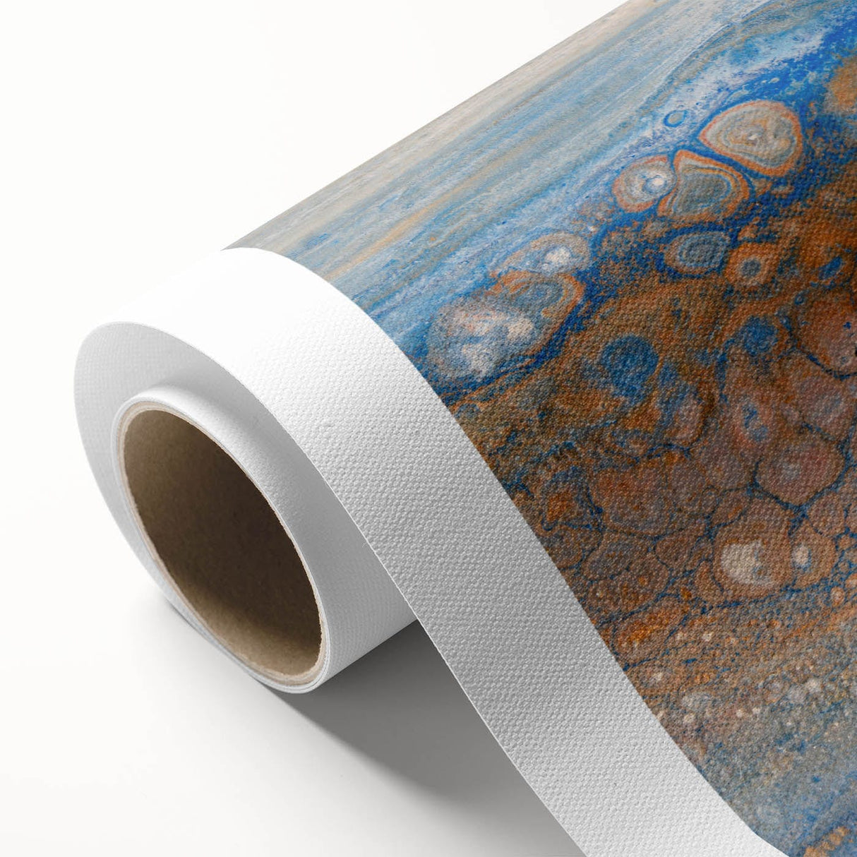 Abstract Fluid Canvas Art – Blue & Copper Modern Wall Decor
