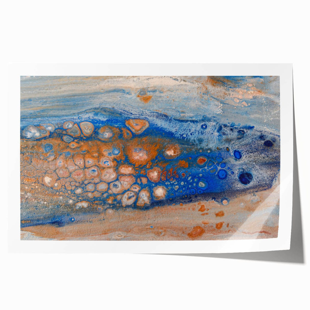 Abstract Fluid Canvas Art – Blue & Copper Modern Wall Decor