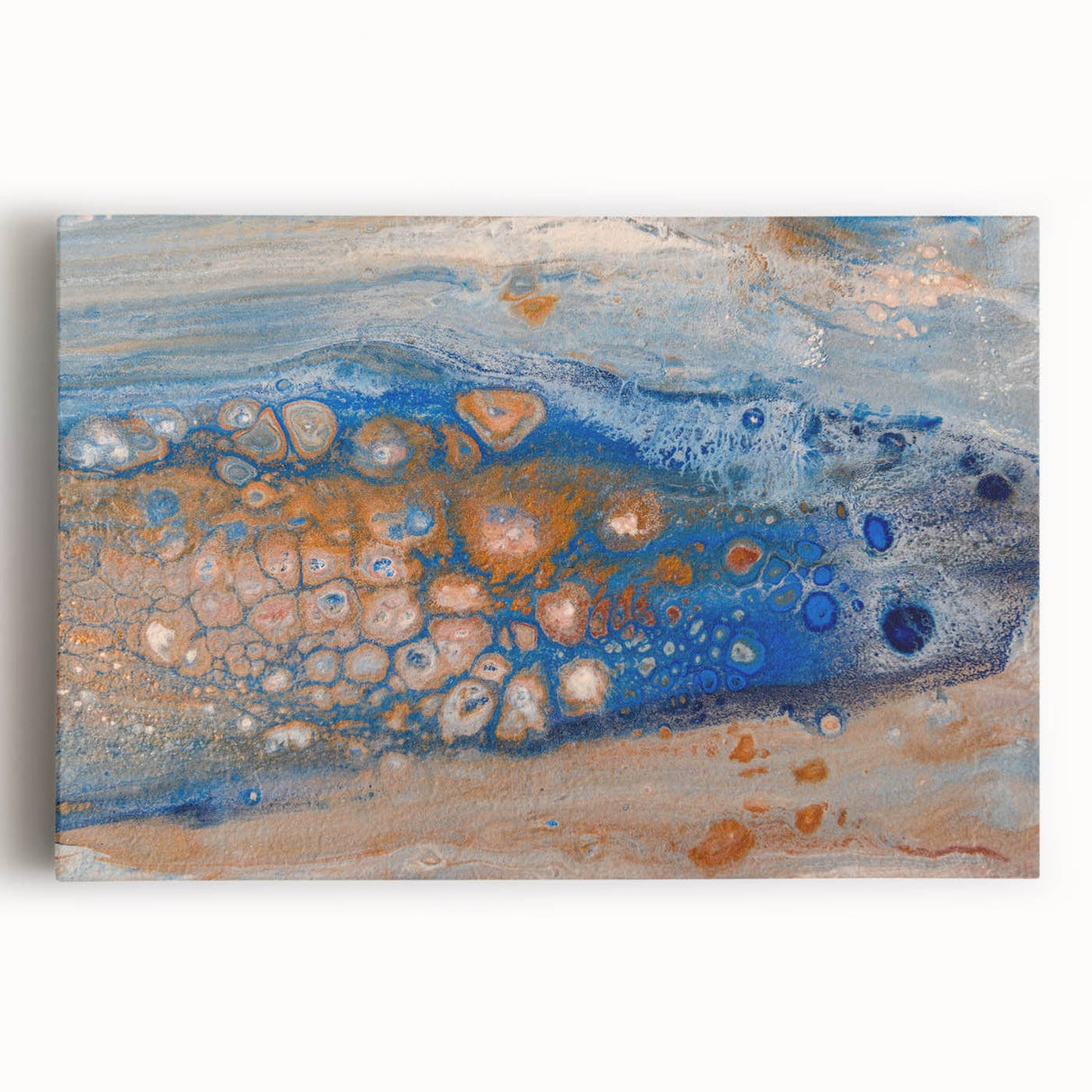 Abstract Fluid Canvas Art – Blue & Copper Modern Wall Decor