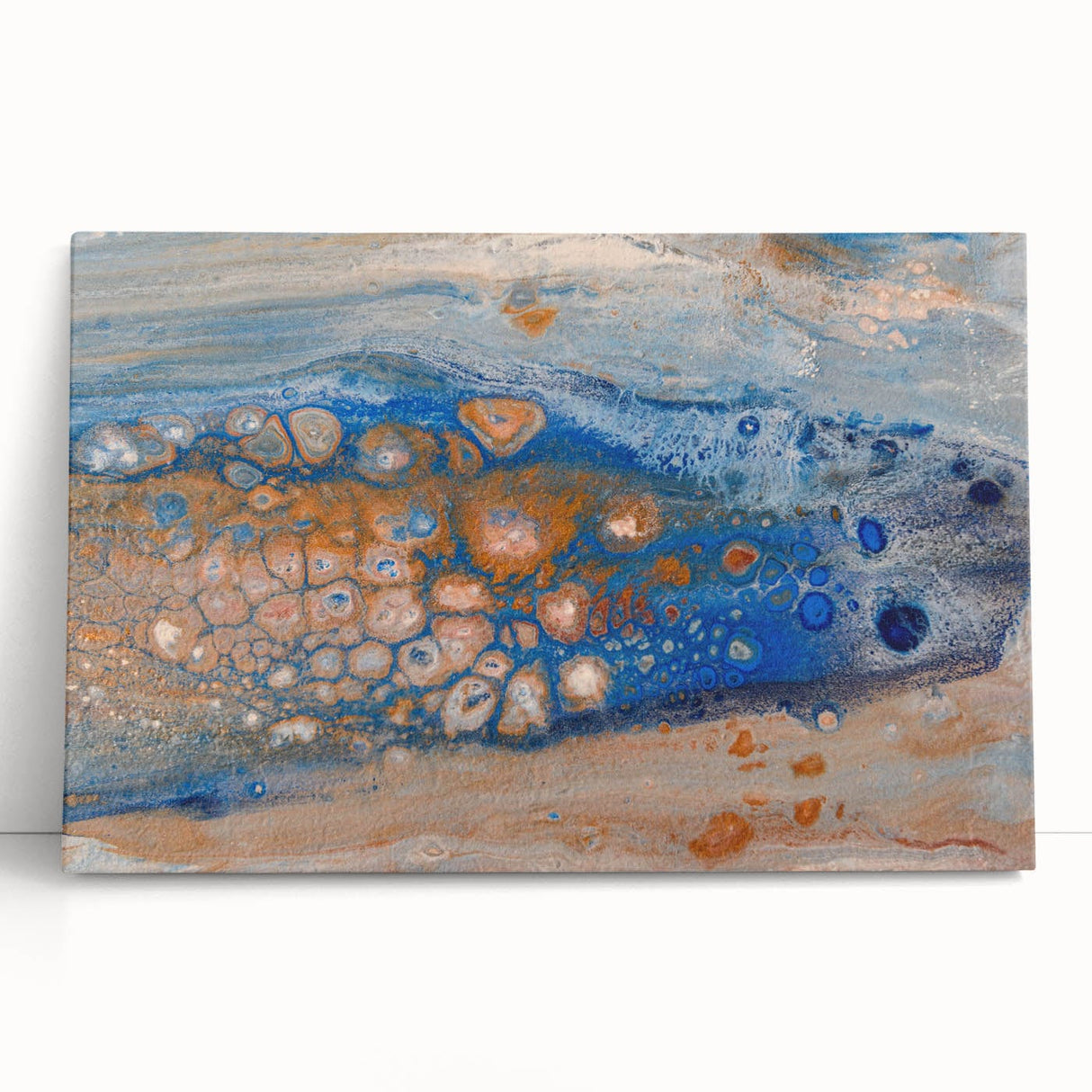 Abstract Fluid Canvas Art – Blue & Copper Modern Wall Decor
