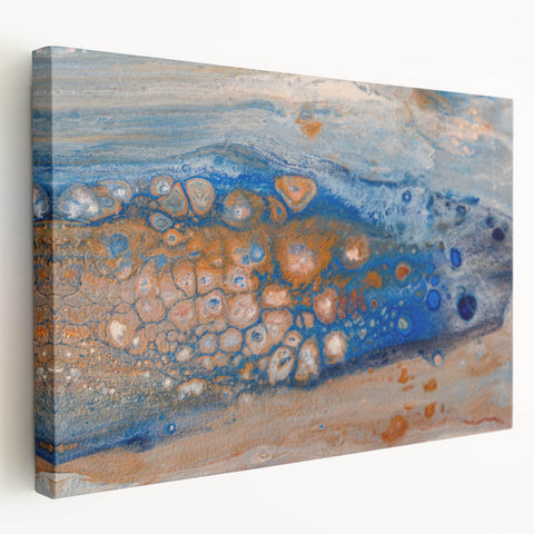 Abstract Fluid Canvas Art – Blue & Copper Modern Wall Decor
