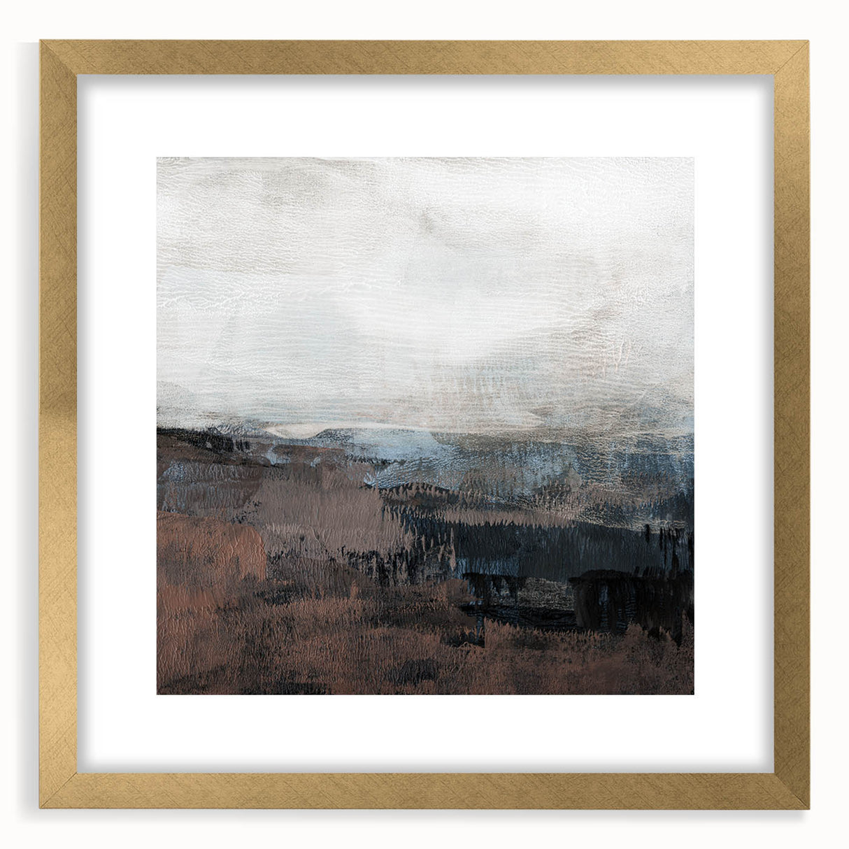 Earthen Harmony Abstracts - Tranquil Landscape Art in Brown and Gray