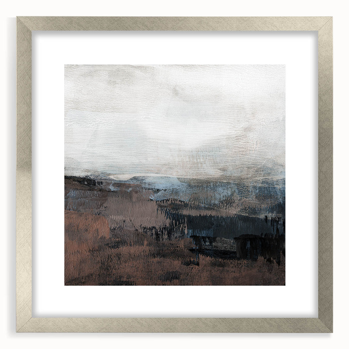 Earthen Harmony Abstracts - Tranquil Landscape Art in Brown and Gray