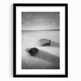 Black and White Minimalist Landscapes – Calm Ocean Rock Scene Print