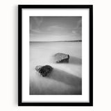 Black and White Minimalist Landscapes – Calm Ocean Rock Scene Print