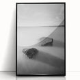 Black and White Minimalist Landscapes – Calm Ocean Rock Scene Print