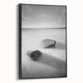 Black and White Minimalist Landscapes – Calm Ocean Rock Scene Print