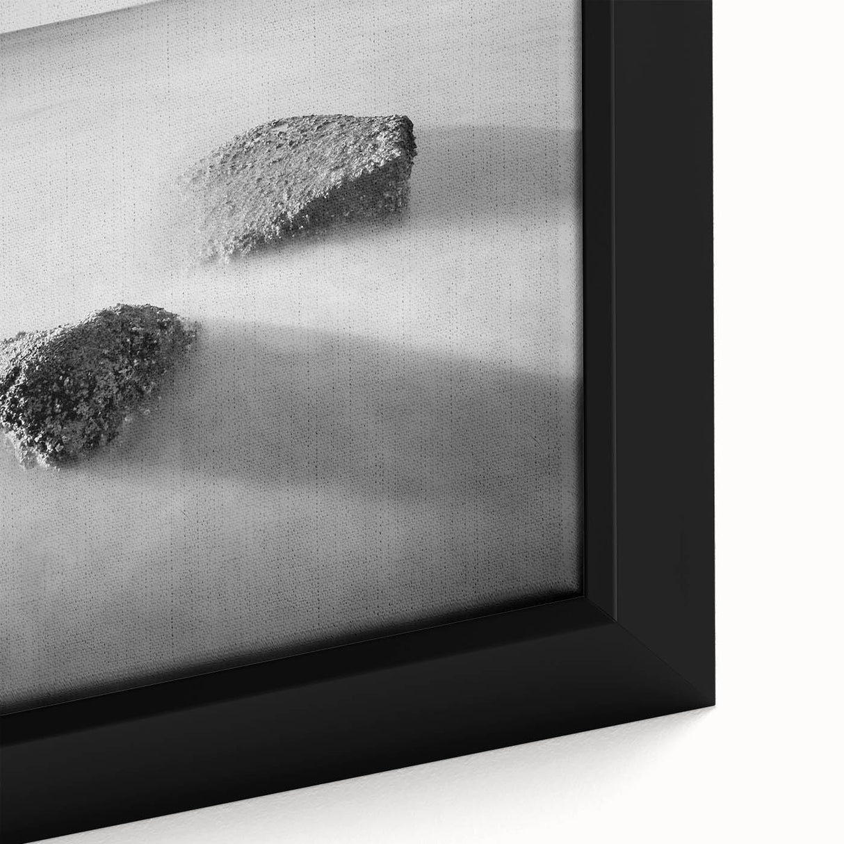 Black and White Minimalist Landscapes – Calm Ocean Rock Scene Print