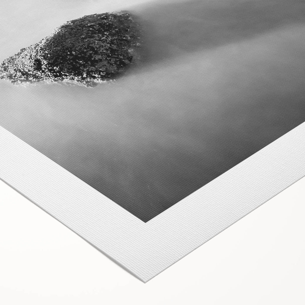 Black and White Minimalist Landscapes – Calm Ocean Rock Scene Print