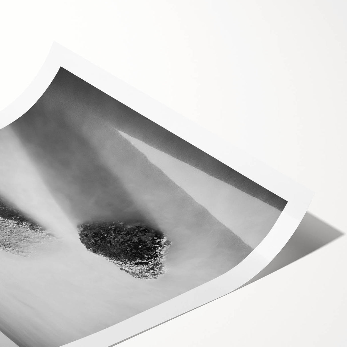 Black and White Minimalist Landscapes – Calm Ocean Rock Scene Print