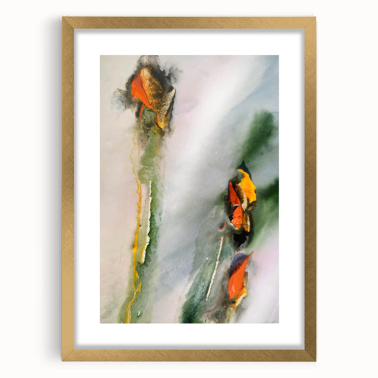 Organic Moody Modern Wall Art – Abstract Green & Orange Canvas