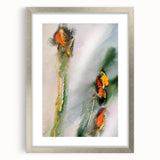 Organic Moody Modern Wall Art – Abstract Green & Orange Canvas