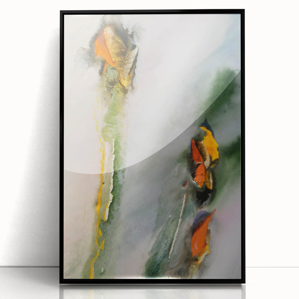 Organic Moody Modern Wall Art – Abstract Green & Orange Canvas