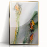 Organic Moody Modern Wall Art – Abstract Green & Orange Canvas