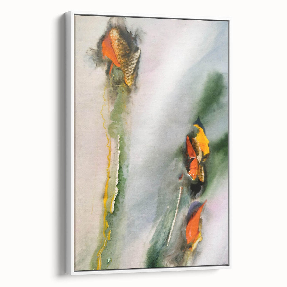Organic Moody Modern Wall Art – Abstract Green & Orange Canvas