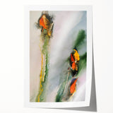 Organic Moody Modern Wall Art – Abstract Green & Orange Canvas
