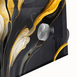 Fluid Abstract Wall Art – Black & Gold Elegant Acrylic Canvas
