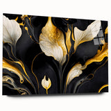 Fluid Abstract Wall Art – Black & Gold Elegant Acrylic Canvas