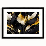 Fluid Abstract Wall Art – Black & Gold Elegant Acrylic Canvas