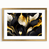 Fluid Abstract Wall Art – Black & Gold Elegant Acrylic Canvas