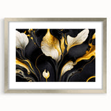 Fluid Abstract Wall Art – Black & Gold Elegant Acrylic Canvas