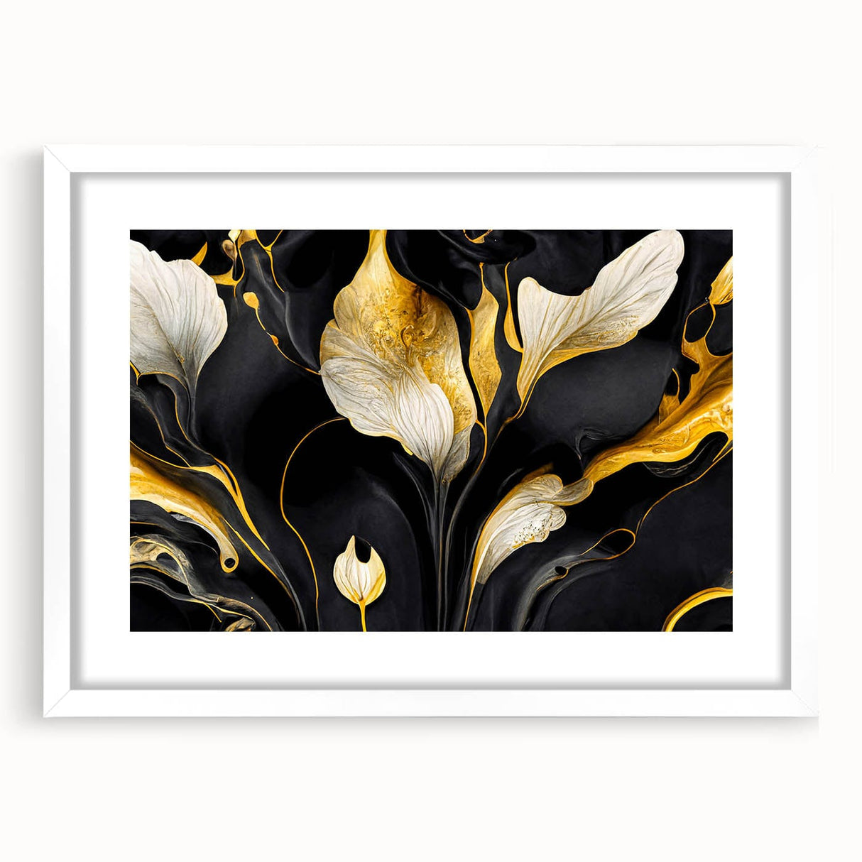 Fluid Abstract Wall Art – Black & Gold Elegant Acrylic Canvas