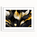 Fluid Abstract Wall Art – Black & Gold Elegant Acrylic Canvas