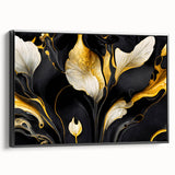 Fluid Abstract Wall Art – Black & Gold Elegant Acrylic Canvas
