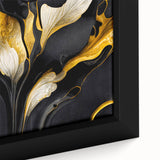Fluid Abstract Wall Art – Black & Gold Elegant Acrylic Canvas