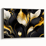 Fluid Abstract Wall Art – Black & Gold Elegant Acrylic Canvas