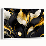 Fluid Abstract Wall Art – Black & Gold Elegant Acrylic Canvas