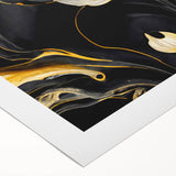 Fluid Abstract Wall Art – Black & Gold Elegant Acrylic Canvas